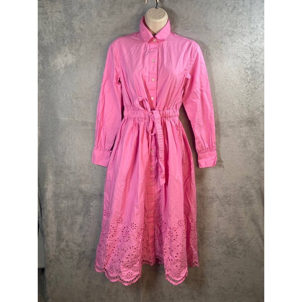 Free Assembly Shirt Dress Womens XS Eyelet Midi Button Front Cottage Preppy
